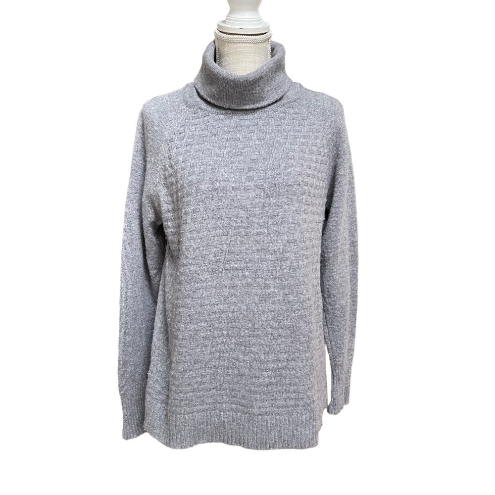 C&C California Women's Monochrome Wool Blend Gray Turtleneck Sweater Size: L